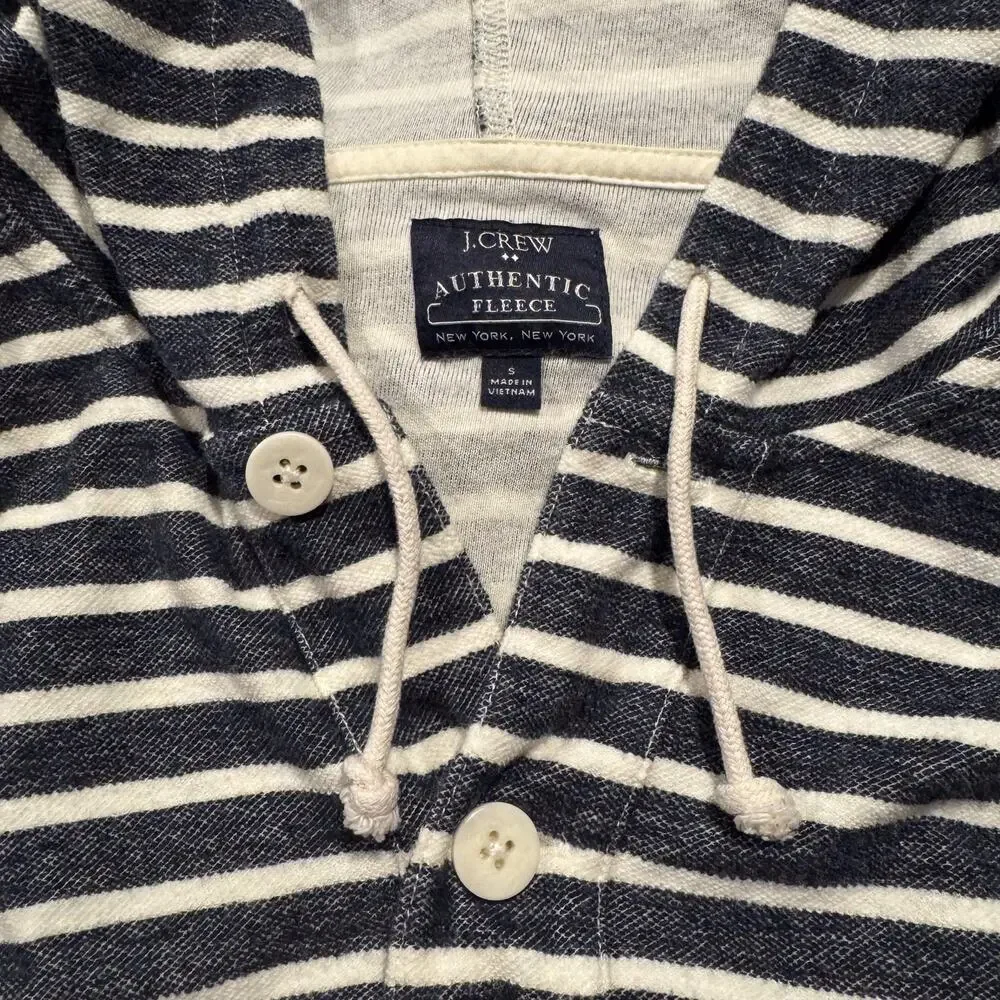 J Crew Hoodie Pullover Streetwear Nautical Preppy Athleisure Stripe Blue Small